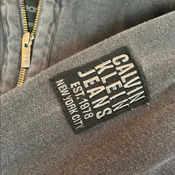 Calvin Klein  Charcoal Zip-Up sweatshirt  with Buttoned Pocket - Picture 7 of 12